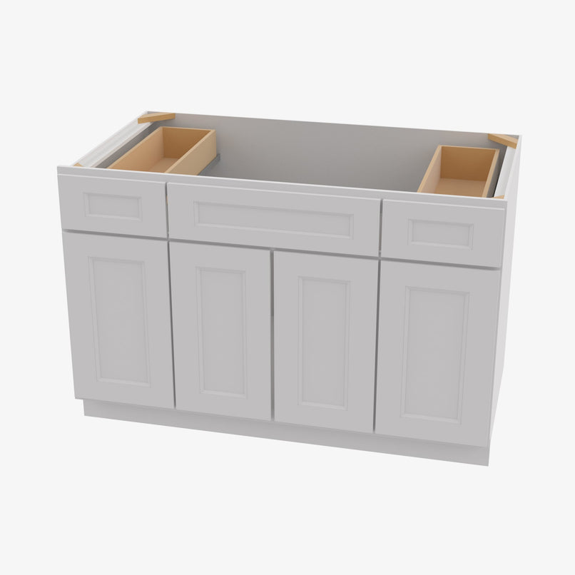 TW-S4821B12D-34-1/2 Double Door 48 Inch Sink Base Combo Vanity with Drawers | Uptown White - image 2