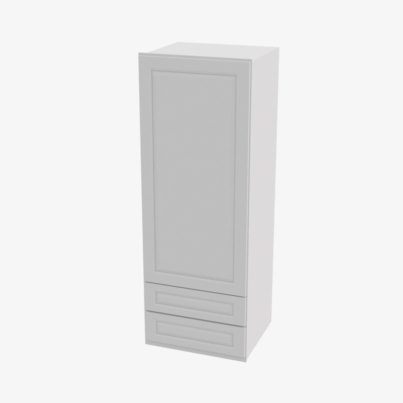 GW-W2D1860 Single Door Cabinets 18 Inch Wall Cabinet With 2 Built-In Drawers | Gramercy White - image 2