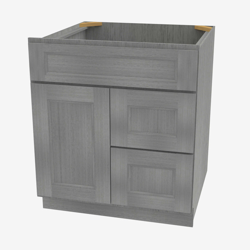 TG-S3021DR-34-1/2 Single Door Cabinets 30 Inch Combo Vanity with Right Drawer | Midtown Grey - image 4