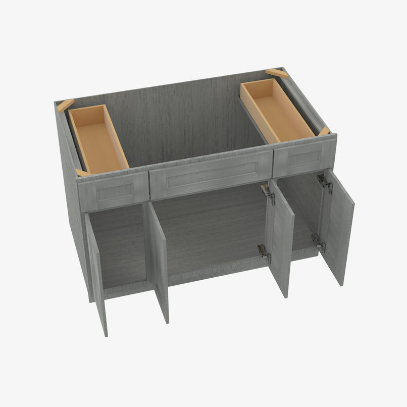 TG-S4821B12D-34-1/2 Double Door 48 Inch Sink Base Combo Vanity with Drawers | Midtown Grey - image 4