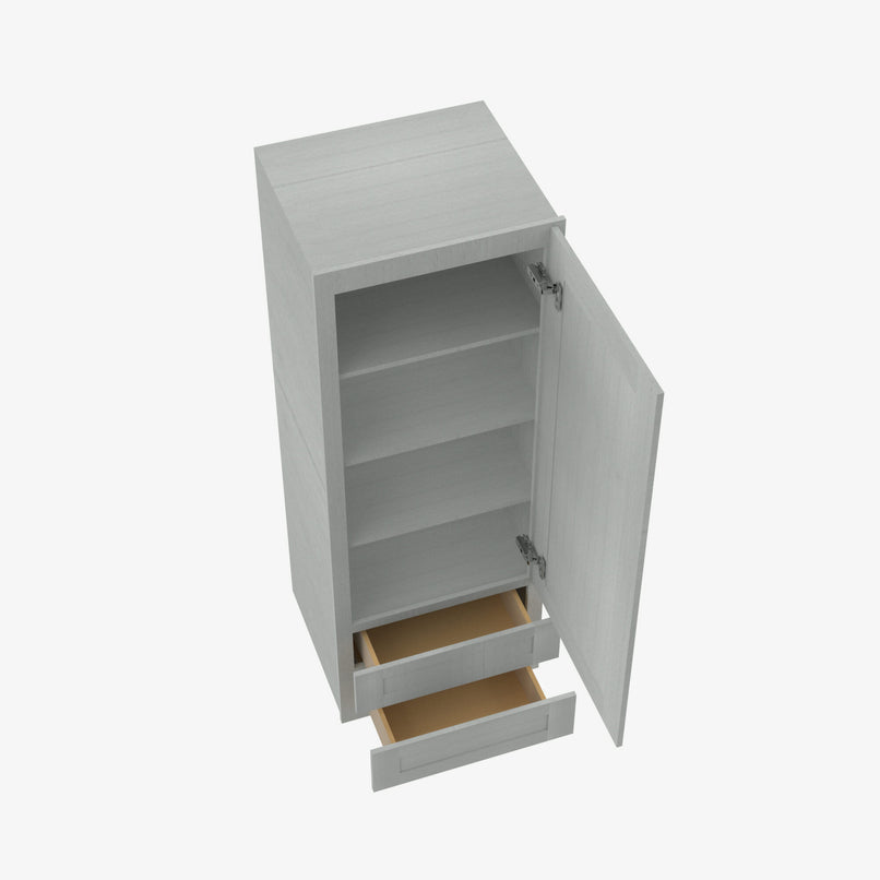 AN-W2D1848 Single Door Cabinets 18 Inch Wall Cabinet With 2 Built-In Drawers | Nova Light Grey Shaker - image 4