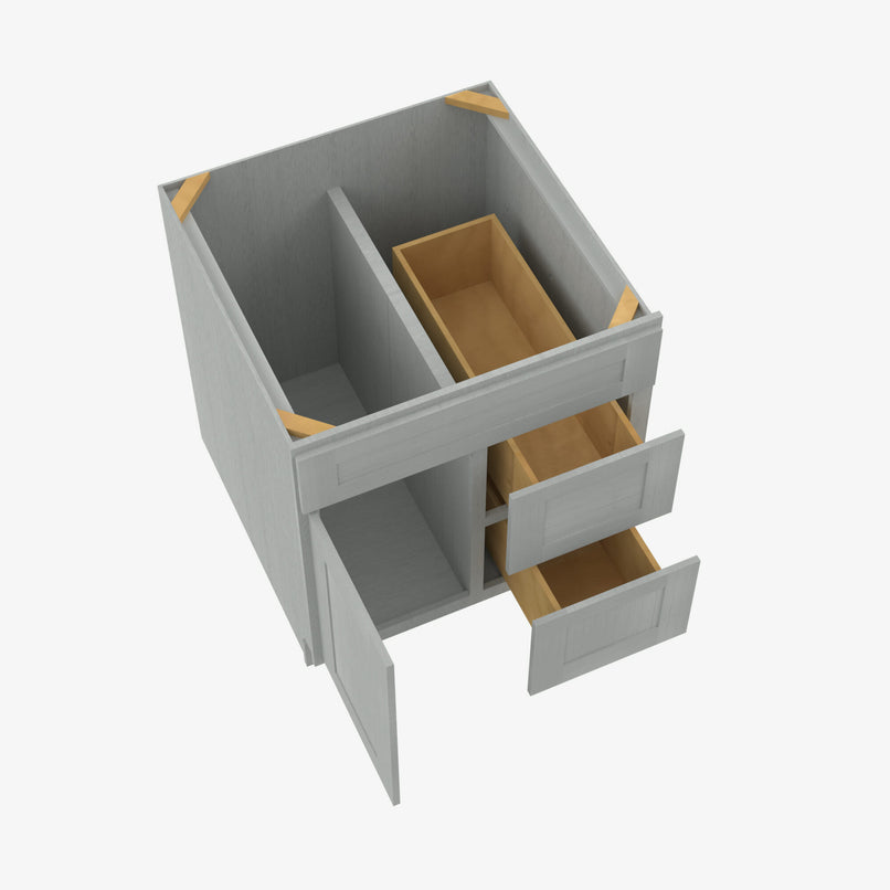 AN-S3621BDR-34-1/2 Double Door 36 Inch Sink Base Combo Vanity with Right Drawer | Nova Light Grey Shaker - image 4