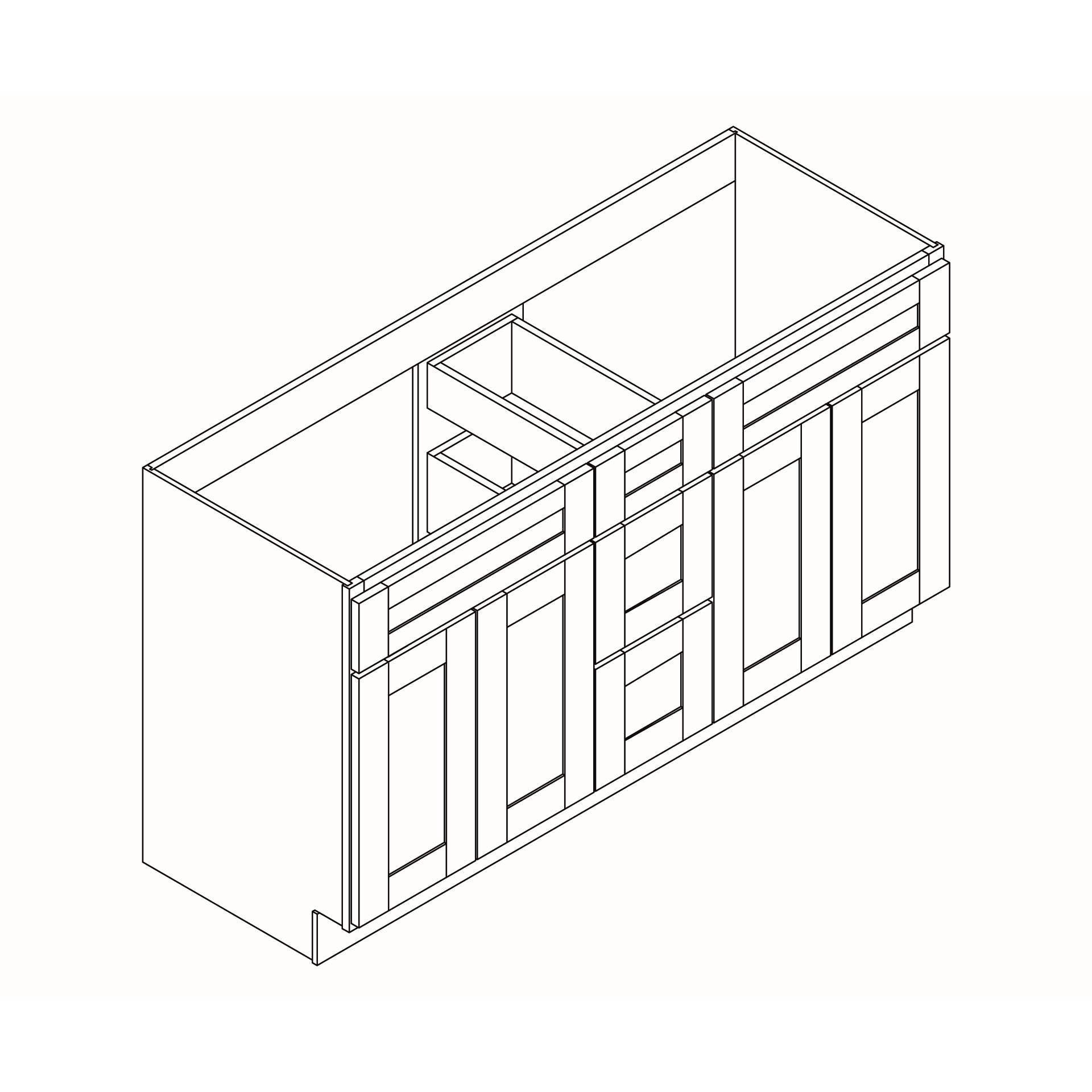 AW-6021DD 60"W Vanity Sink Drawer Base