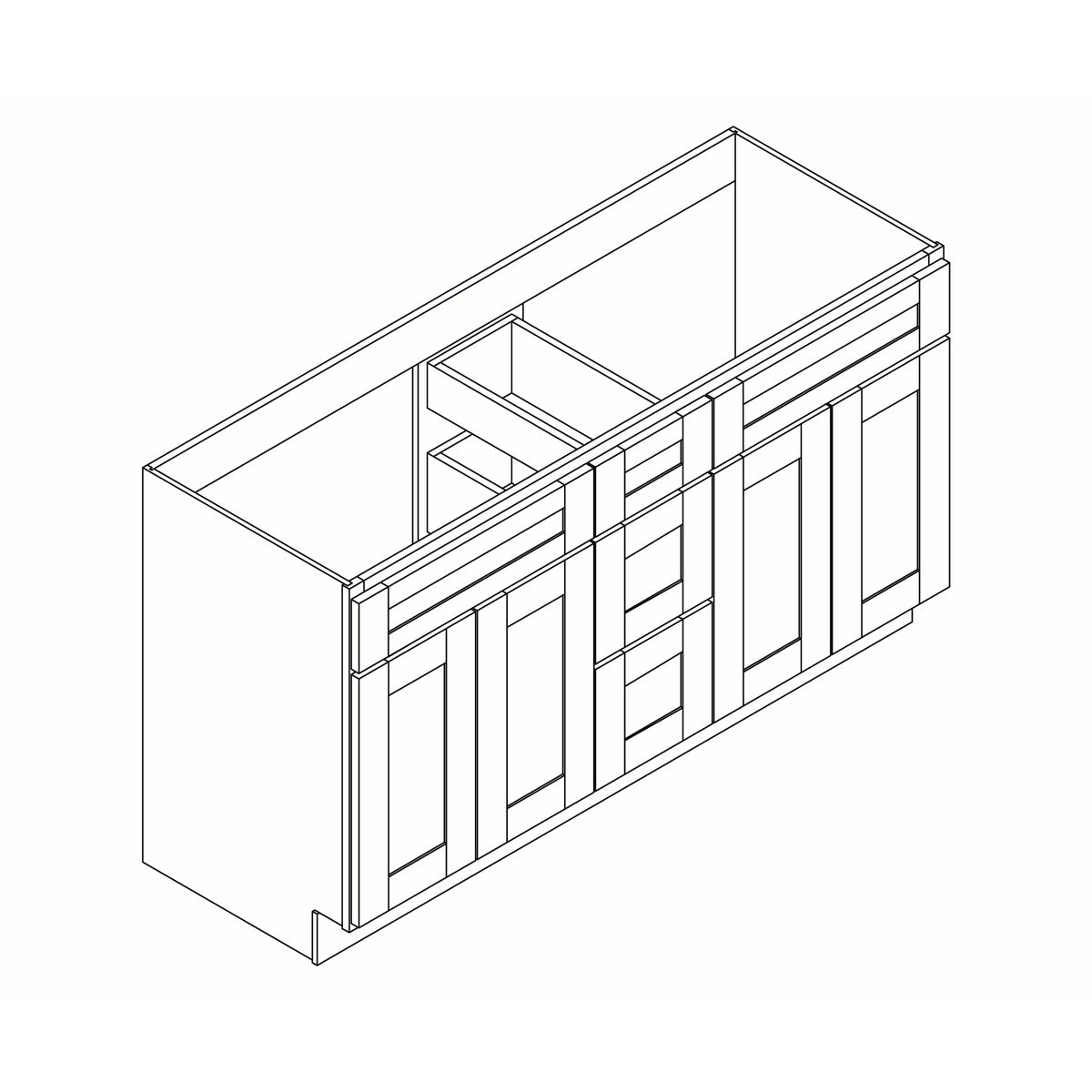 ESO-6021DD 60"W Vanity Sink Drawer Base