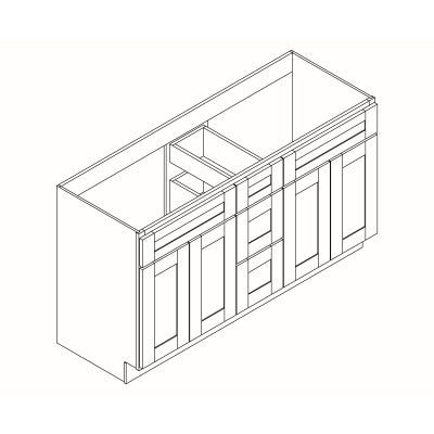 ESO-6021DD 60"W Vanity Sink Drawer Base