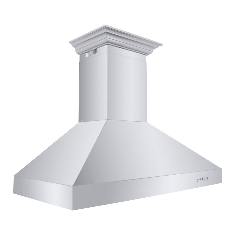 ZLINE 48 in. Professional Ducted Wall Mount Range Hood in Stainless Steel with Crown Molding (667CRN-48)