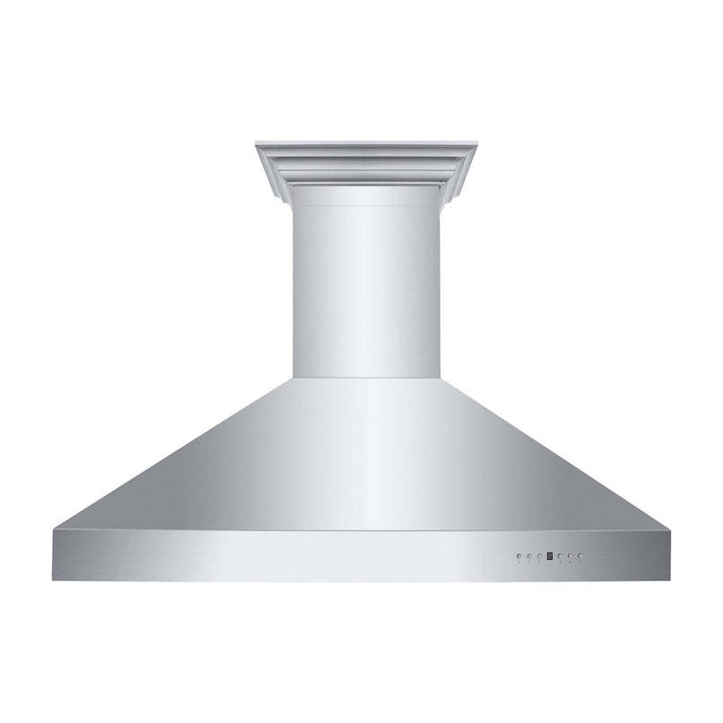 ZLINE 48 in. Professional Ducted Wall Mount Range Hood in Stainless Steel with Crown Molding (667CRN-48)
