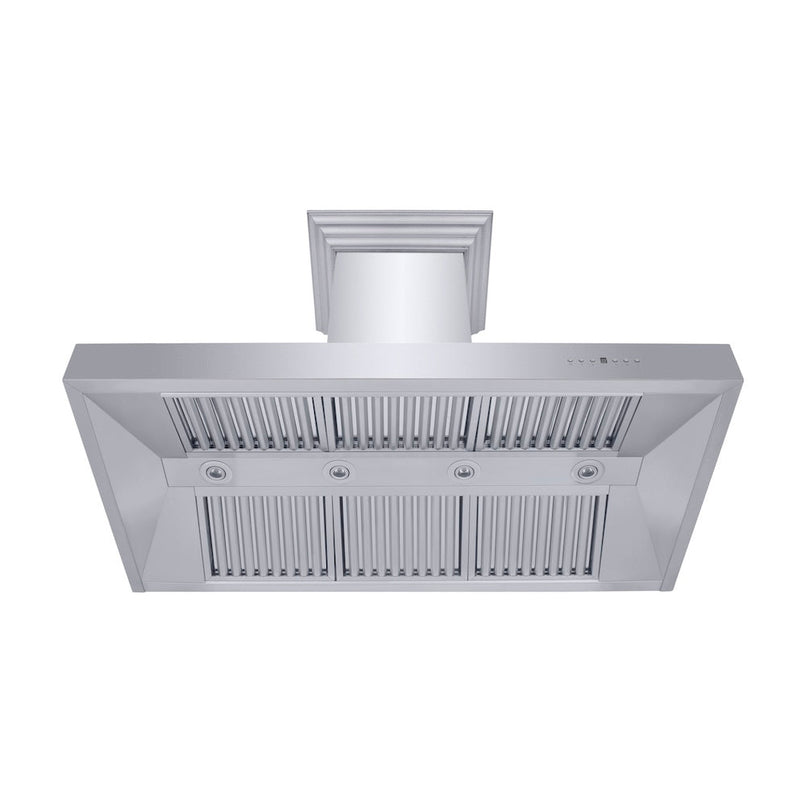 ZLINE 48 in. Professional Ducted Wall Mount Range Hood in Stainless Steel with Crown Molding (667CRN-48)