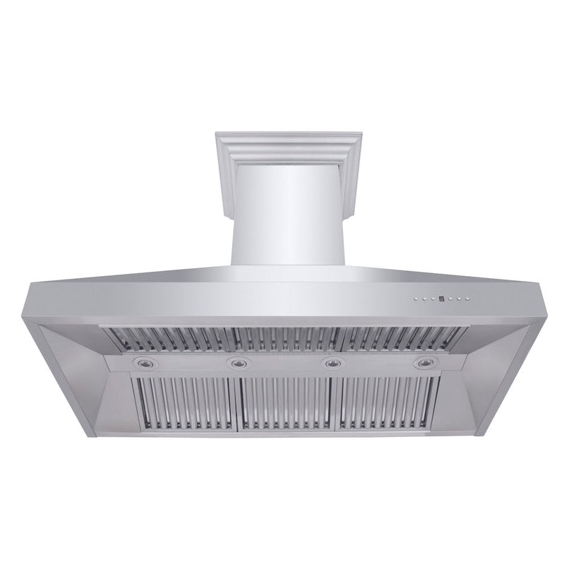 ZLINE 48 in. Professional Ducted Wall Mount Range Hood in Stainless Steel with Crown Molding (667CRN-48)