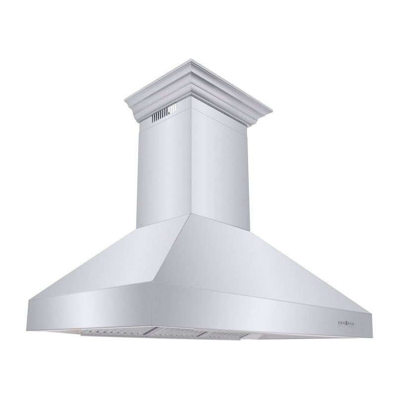 ZLINE 48 in. Professional Ducted Wall Mount Range Hood in Stainless Steel with Crown Molding (667CRN-48)