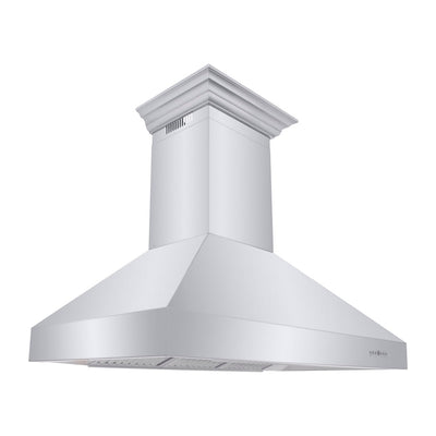 ZLINE 48 in. Professional Ducted Wall Mount Range Hood in Stainless Steel with Crown Molding (667CRN-48)