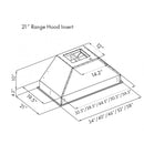 ZLINE 52 in. Ducted Wall Mount Range Hood Insert in Stainless Steel (721-52) dimensional diagram.