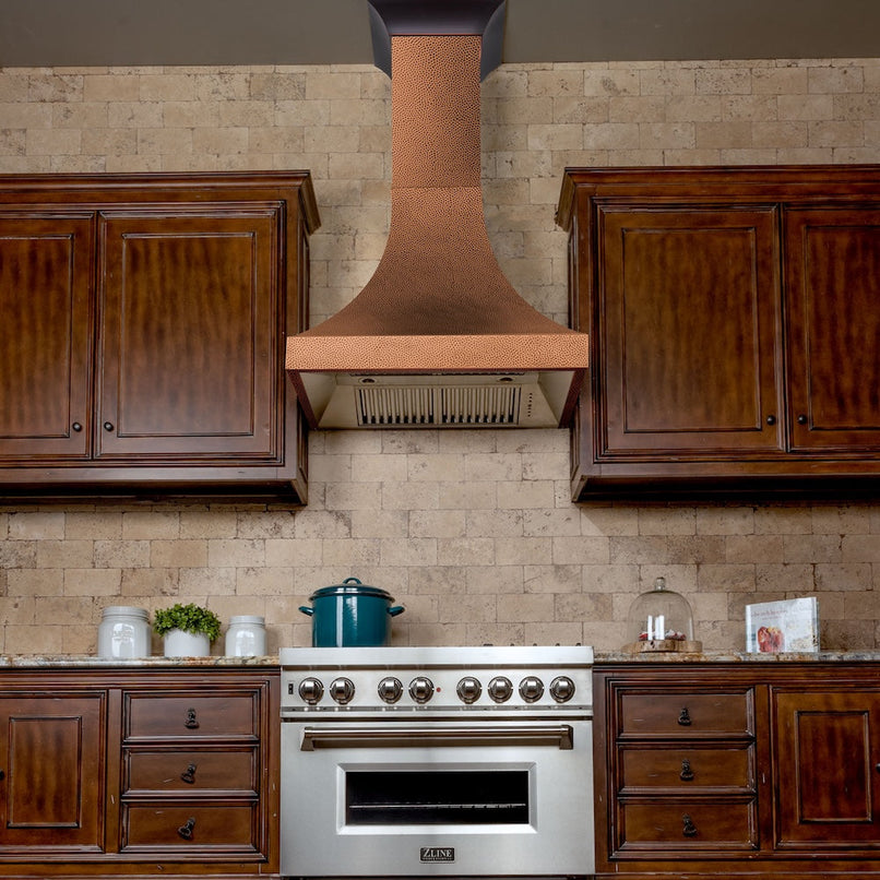 ZLINE 36 in. Designer Series Hand-Hammered Copper Finish Ducted Wall Mount Range Hood (8632H-36)