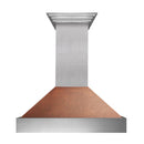 ZLINE 36 in. Ducted Satin Stainless Steel Wall Mount Range Hood with Hand-Hammered Copper Shell (8654HH-36)