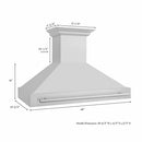 ZLINE 48 in. Stainless Steel Range Hood with Stainless Steel Handle (8654STX-48) dimensional diagram.