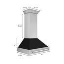 ZLINE 36 in. Stainless Steel Range Hood with Black Matte Shell and Stainless Steel Handle (8654STX-BLM-36)
