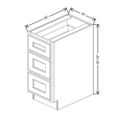 Fabuwood Quest Metro Frost 15" W X 32 1/2" H X 24" D 3 Drawer Base Cabinet - Left Side(LS) - image 1