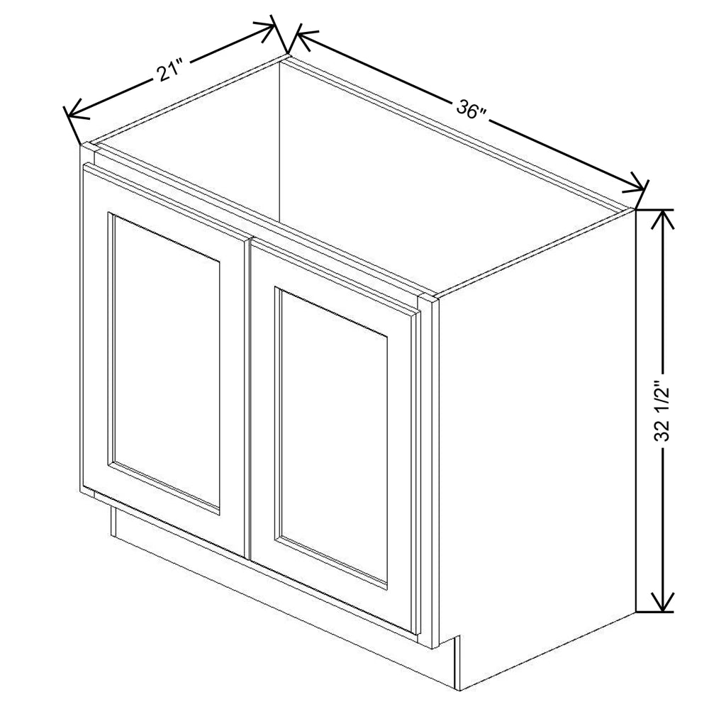 Fabuwood Quest Metro Mist 36" W X 32 1/2" H X 24" D Vanity Base - Removable Front - Cabinet - Right Side(RS)