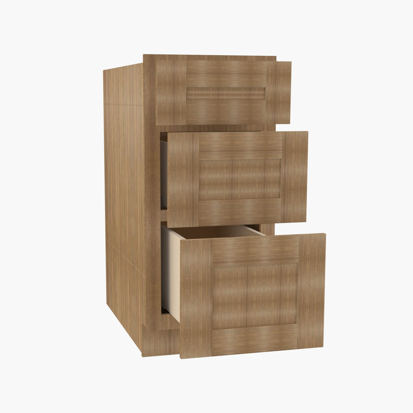 AR-DB36 3 36 Inch 3 Drawer Pack Base Cabinet | Woodland Brown Shaker