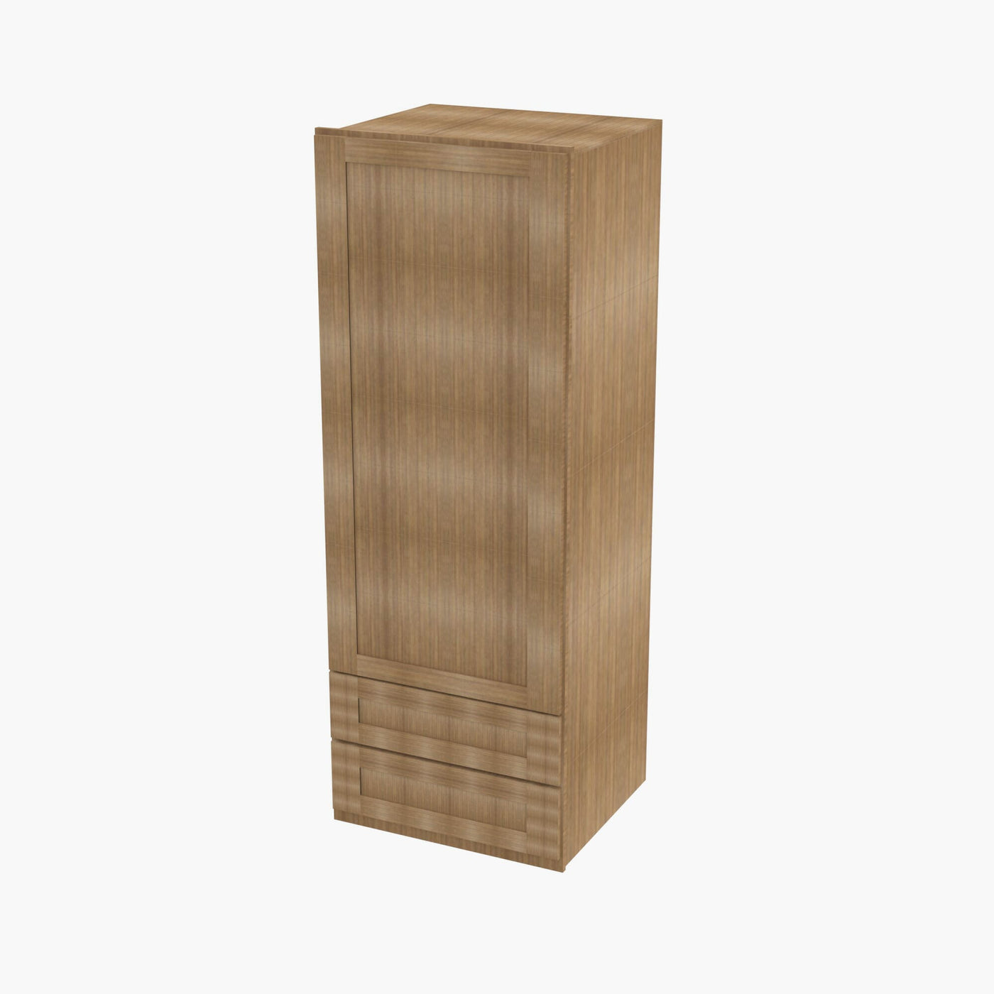 AR-W2D1860 Single Door Cabinets 18 Inch Wall Cabinet With 2 Built-In Drawers | Woodland Brown Shaker