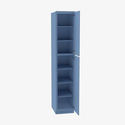 AX-WP1584 Double Door 15 Inch Tall Wall Pantry Cabinet | Xterra Blue Shaker - image 1