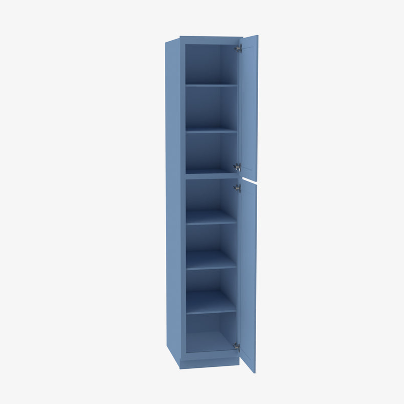 AX-WP1590 Double Door 15 Inch Tall Wall Pantry Cabinet | Xterra Blue Shaker - image 1