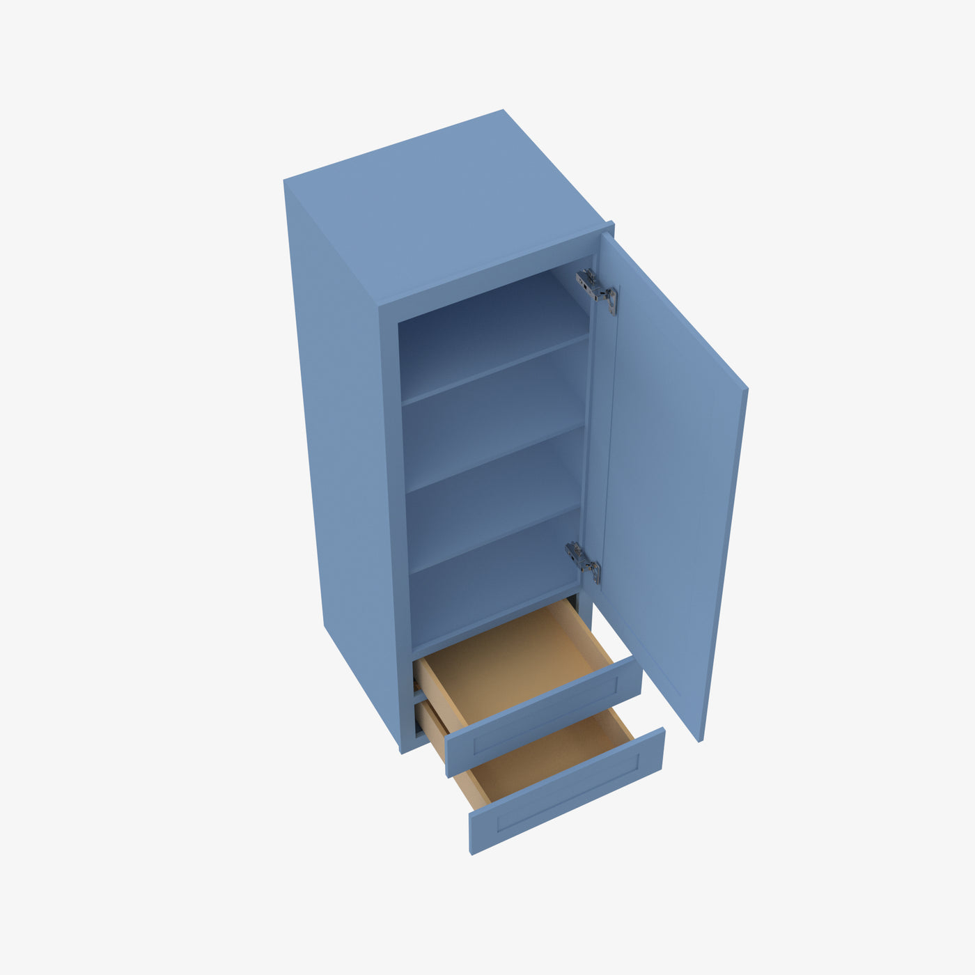 AX-W2D1854 Single Door Cabinets 18 Inch Wall Cabinet With 2 Built-In Drawers | XTerra Blue Shaker