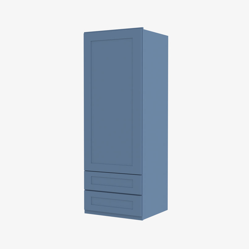 AX-W2D1854 Single Door Cabinets 18 Inch Wall Cabinet With 2 Built-In Drawers | XTerra Blue Shaker - image 4