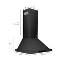 ZLINE 24 in. Convertible Vent Wall Mount Range Hood in Black Stainless Steel (BSKBN-24) dimensional diagram.