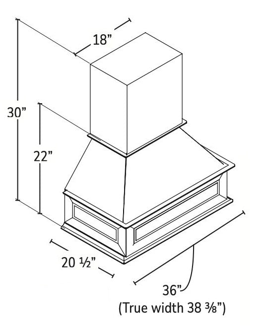 Wall Range Hood Cabinet with Trimmable Top | AX-CWH36 - image 6