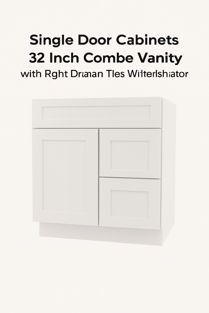 Single Door Cabinet 30 Inch Combo Vanity With Right Drawer – Forevermark Cabinetry Ice White Shaker - image 4
