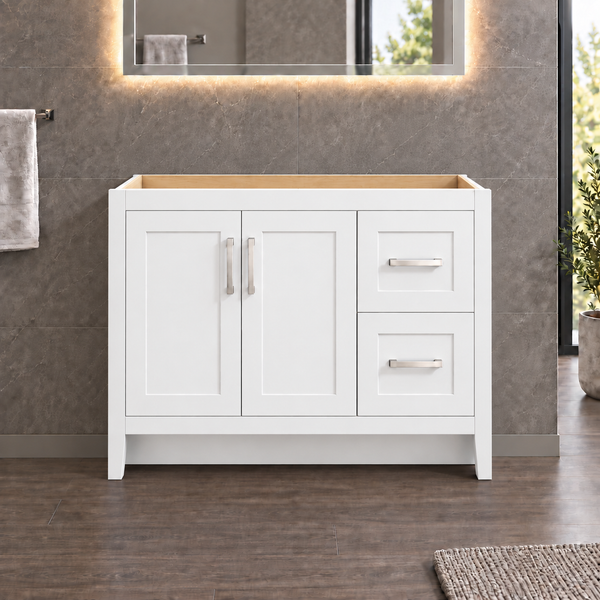 White Shaker Vanity 36" - 2 Doors - 2 Drawers Right
