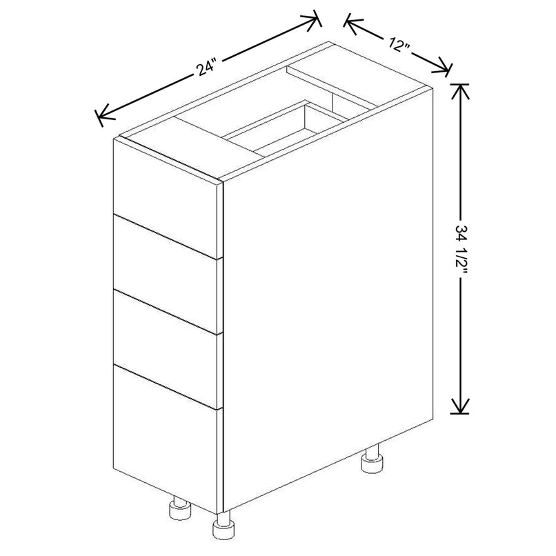 Fabuwood Illume Catalina Grigio Gloss 12" W X 34 1/2" H X 24" D 4 Drawer Base Cabinet - image 1