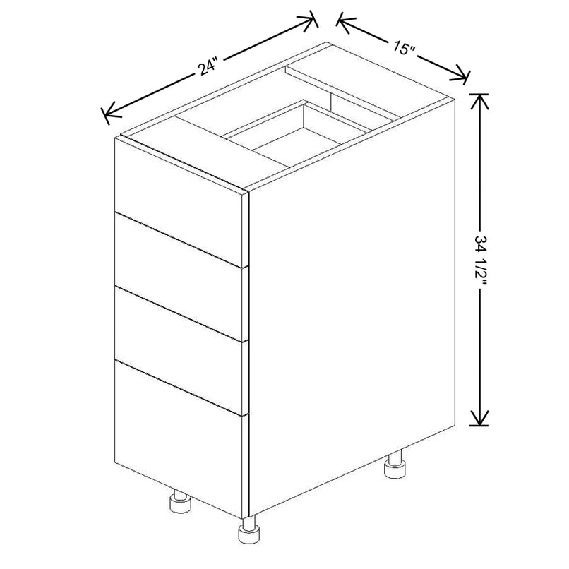 Fabuwood Illume Catalina Grigio Gloss 15" W X 34 1/2" H X 24" D 4 Drawer Base Cabinet - image 1