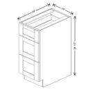 Fabuwood Quest Metro Mist 15" W X 34 1/2" H X 24" D 3 Drawer Base Cabinet - NO FINISH - image 1