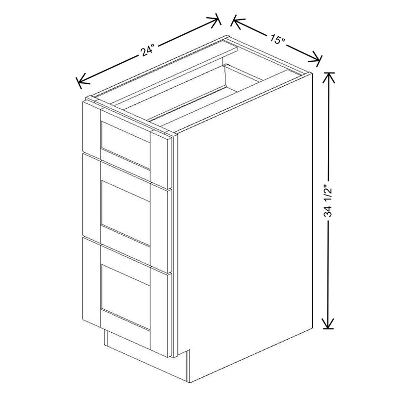 Fabuwood Allure Galaxy Frost 15" W X 34 1/2" H X 24" D 3 Drawer Base Cabinet - NO FINISH - image 1