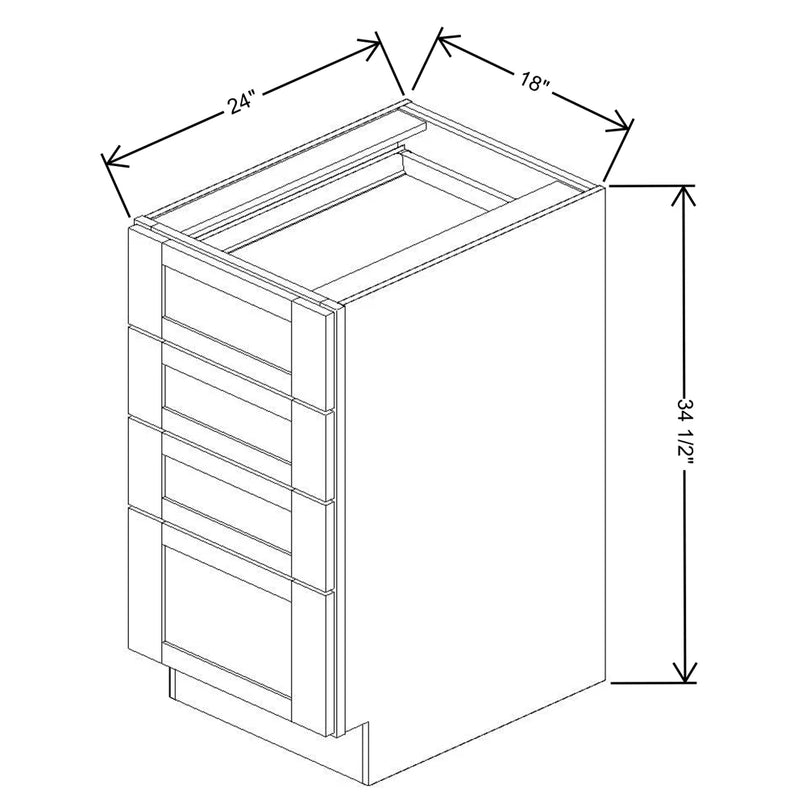 Fabuwood Allure Onyx Frost 18" W X 34 1/2" H X 24" D 4 Drawer Base Cabinet - RIGHT SIDE(RS) - image 1