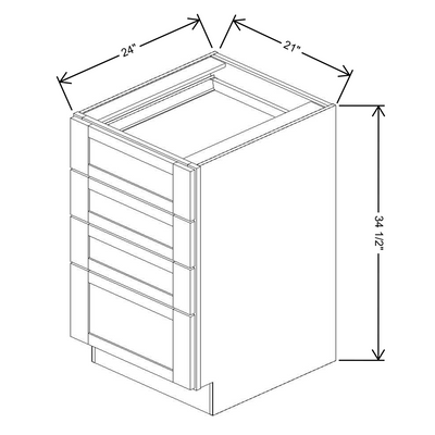 Fabuwood Allure Galaxy Mocha 21" W X 34 1/2" H X 24" D 4 Drawer Base Cabinet - LEFT SIDE (LS) - image 1