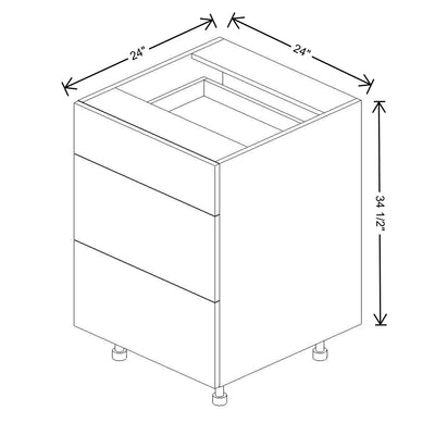 Fabuwood Illume Catalina Carbone Matte 24" W x 34 1/2" H x 24" D 3 Drawer Base Cabinet - image 1