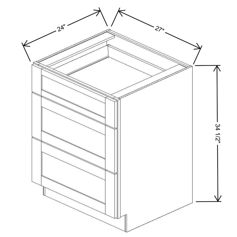 Fabuwood Allure Galaxy Timber 27" W X 34 1/2" H X 24" D 3 Drawer Base Cabinet - LEFT SIDE(LS) - image 1