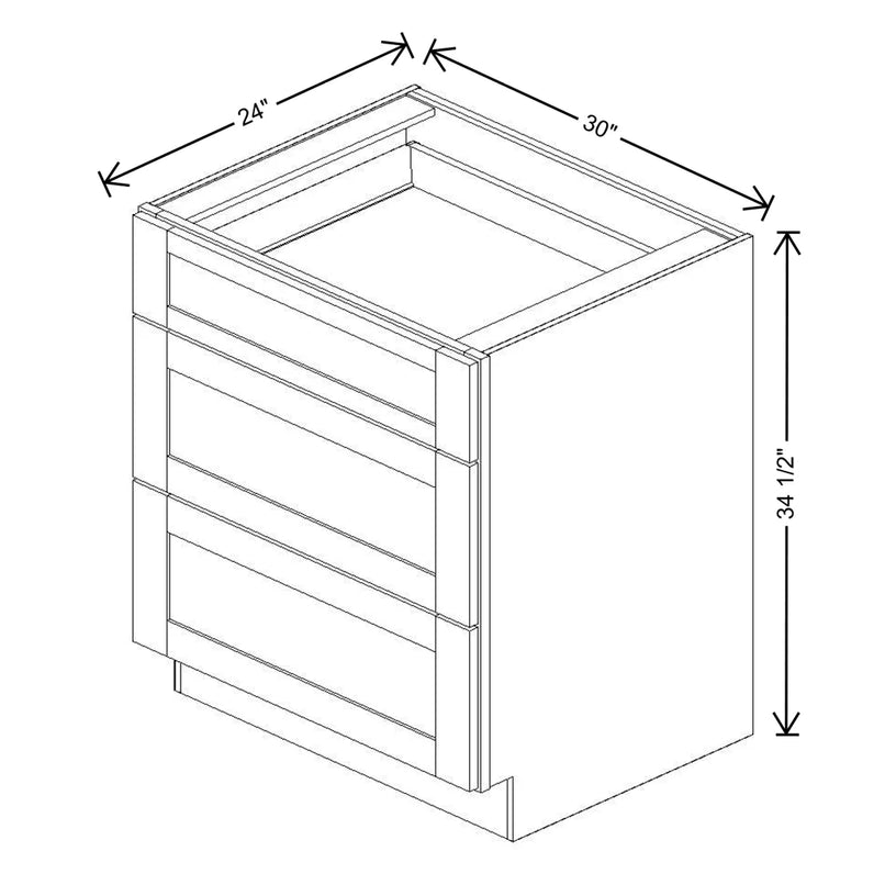 Fabuwood Allure Nexus Frost 30" W X 34 1/2" H X 24" D 3 Drawer Base Cabinet - NO FINISH - image 1