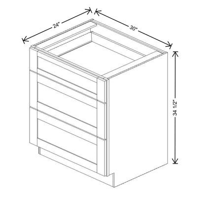 Fabuwood Allure Galaxy Nickel 30" W X 34 1/2" H X 24" D 3 Drawer Base Cabinet - BOTH SIDE(BS) - image 1