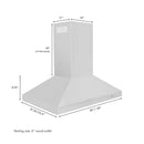 ZLINE 30 in. Convertible Island Mount Range Hood in Stainless Steel (KL3i-30) dimensional diagram.