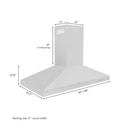 ZLINE 48 in. Convertible Island Mount Range Hood in Stainless Steel (KL3i-48) dimensional diagram.