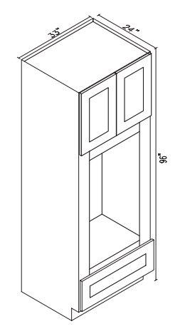 AZ-OM3396B Double Door 33 Inch Tall Double Oven / Oven Microwave Cabinet | Forevermark Champagne Maple Shaker