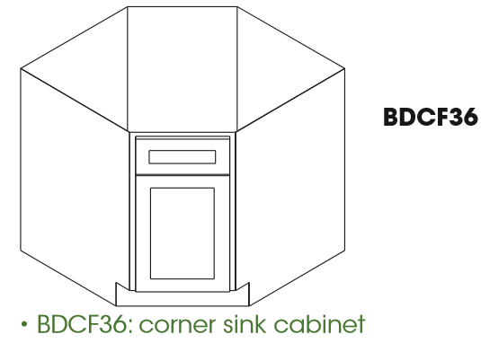 AH-BDCF36 Single Door Cabinets 36 Inch Base Diagonal Corner Sink & Cabinets Cabinet | Homestead OAK Shaker