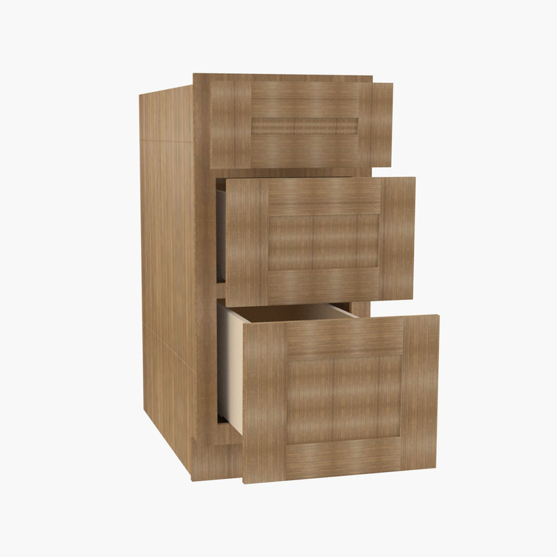 AH-DB18 3 18 Inch 3 Drawer Pack Base Cabinet | Homestead OAK Shaker - image 2
