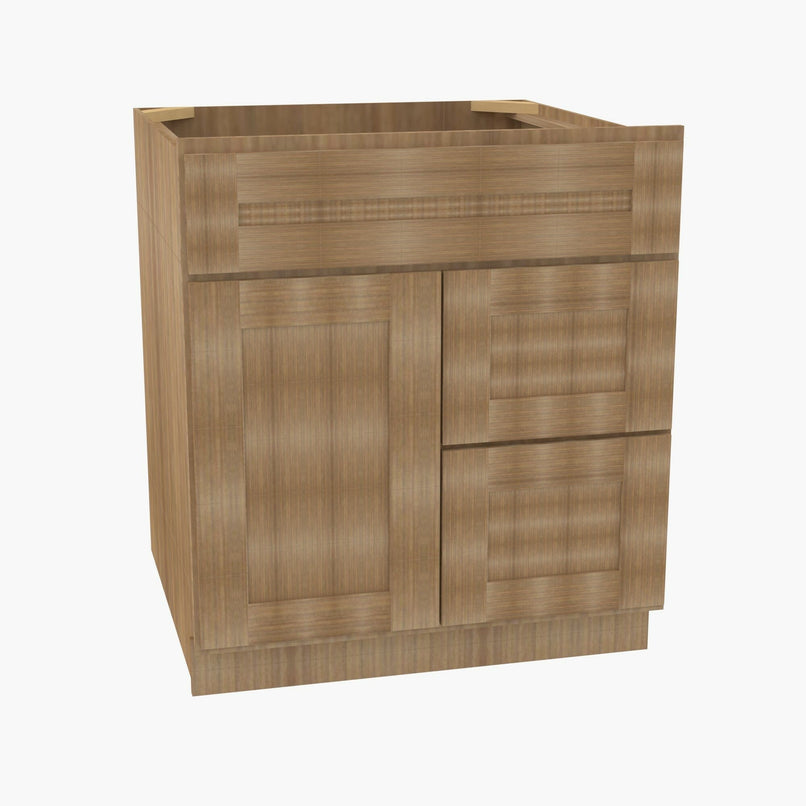 AH-S3621BDR-34-1/2 Double Door 36 Inch Sink Base Combo Vanity with Right Drawer | Homestead OAK Shaker - image 9