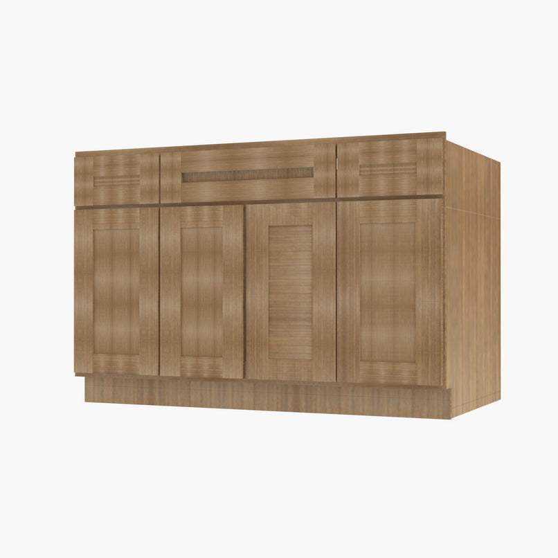 AH-S4821B12D-34-1/2 Double Door 48 Inch Sink Base Combo Vanity with Drawers | Homestead OAK Shaker - image 2
