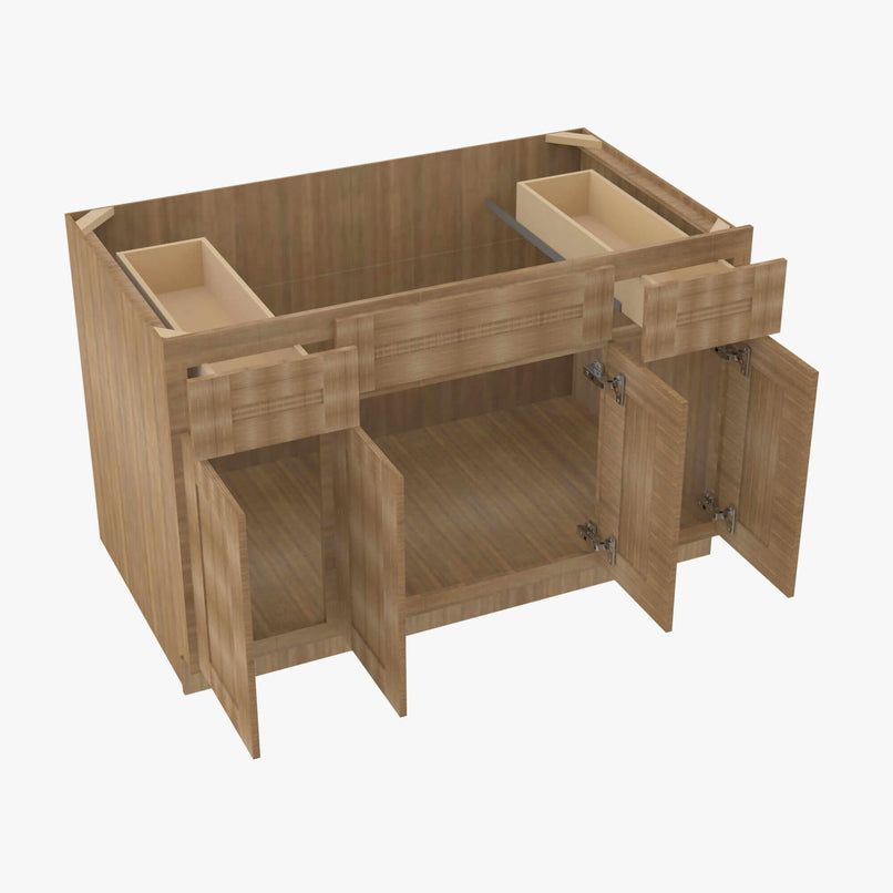 AH-S4821B12D-34-1/2 Double Door 48 Inch Sink Base Combo Vanity with Drawers | Homestead OAK Shaker - image 7